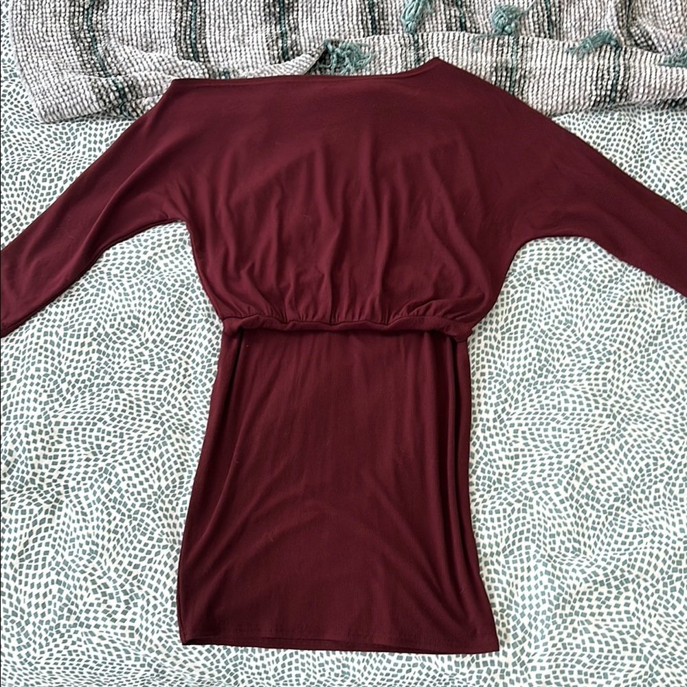 Elegant Burgundy Women's One Shoulder Dress